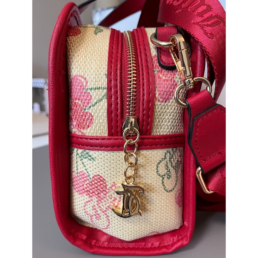 Juicy Couture Paradise Satchel Red Cherry Print Woven Straw Crossbody Bag NWT - Picture 12 of 12
